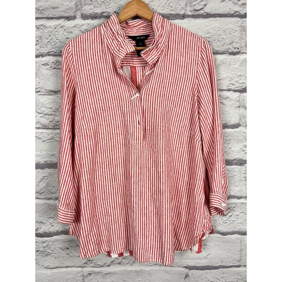 Ali Miles Womens S Coastal Vacation Preppy Nautical Wire Collar Tunic Top Linen - Picture 3 of 13